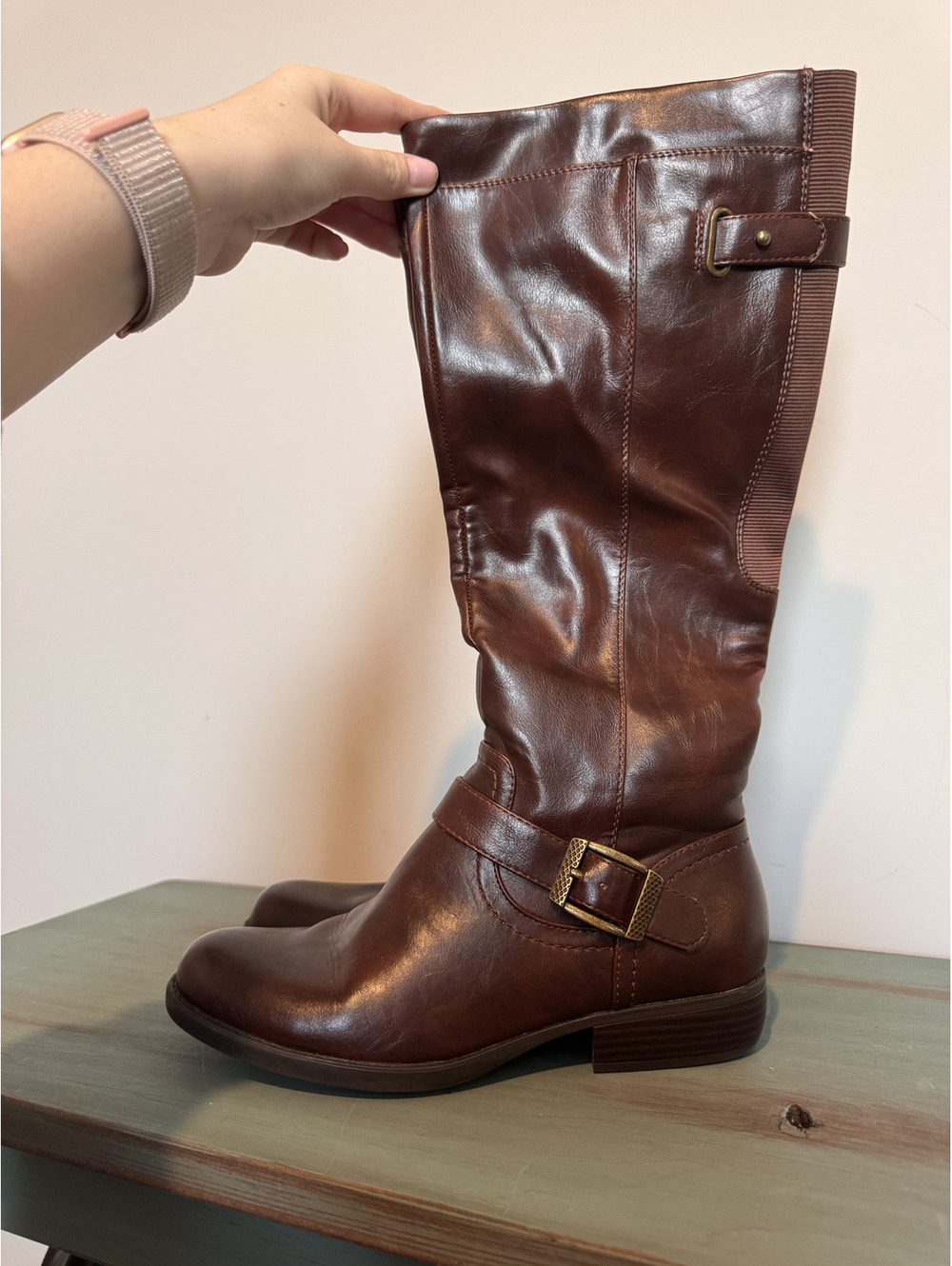 Kim Rogers Women's Tall Knee-High Riding Boots in Rich Brown/Cognac Size 7.5